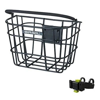 Abbildung von Fahrradkorb Für Vorne Basil Bremen Alu KF Mit Lenkerhalter 28 X 37 26 Cm Schwarz