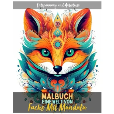 Abbildung von Eine Welt Von Fuchs mit Mandala Malbuch Entspannung und Antistress: 25 Wunderschöne Motive Illustrationen zum Färben süßen Füchsen Für Jugendlich