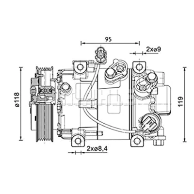 Abbildung von MAHLE ORIGINAL ACP 1466 000P Kompressor 6VS12e 12V PAG 46 YF R1234yf, R134a