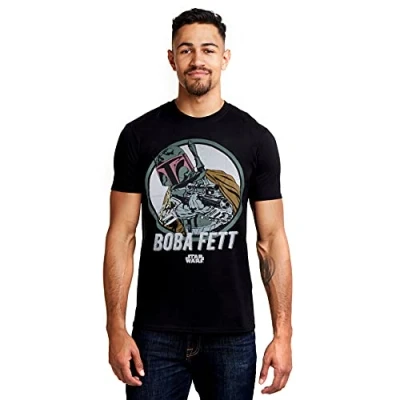 Abbildung von Star Wars Herren Retro Boba T Shirt, Schwarz (Black Blk), Large