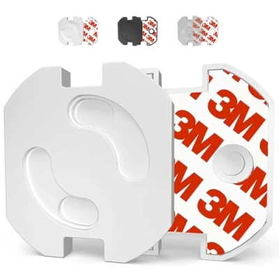 Abbildung von VegMai® [20 Stück] Steckdosen kindersicherung mit Drehmechanismus und 3M Klebeband Ideal für Babys, Kinder Kleinkinder zu Hause. Schuko Europäischer Stecker Farbe (WEIß)