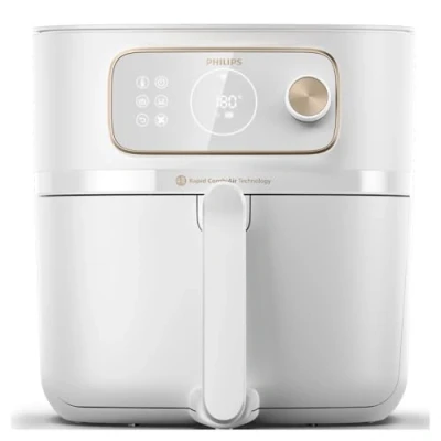 Abbildung von Philips Airfryer Combi 7000 Serie XXL 8,3 l (2 kg), 22 in 1 Heißluftfritteuse, WiFi Verbindung, 99% weniger Fettzugabe** mit Rapid CombiAir, HomeID App, Weiß (HD9876/20)
