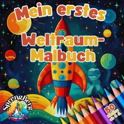 Abbildung von Mein erstes Weltraum Malbuch: 50 einfache Weltall Ausmalmotive für Kinder ab 4 Jahren Planeten, Raketen und Sterne. Das Ausmalbuch kleine Astronauten (Kinder Malbücher)