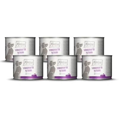 Abbildung von MjAMjAM Premium Nassfutter für Hunde schmackhafter Truthahn an leckeren Möhrchen, 6er Pack (6 x 200 g), getreidefrei mit extra viel Fleisch
