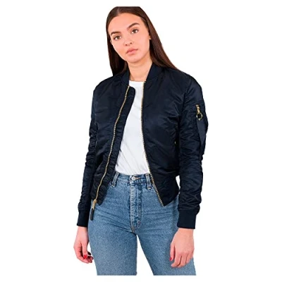 Abbildung von Alpha Industries MA1 VF LW Bomberjacke, Damen, Größe: Small, Blue/gold
