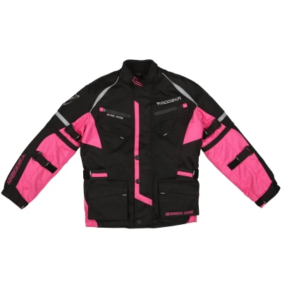 Abbildung von Modeka Tourex II Kinder Motorrad Textiljacke Schwarz/Pink 140