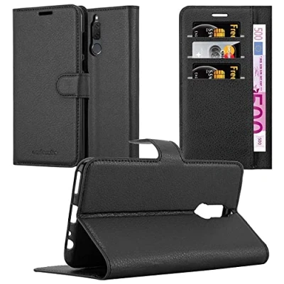 Abbildung von Cadorabo Hülle kompatibel mit Huawei Mate 10 LITE Handyhülle aus Kunst Leder Flip Klappbare Stoßfeste Magnetische [Standfunktion] [Kartenfächern] Cover für Tasche in Schwarz
