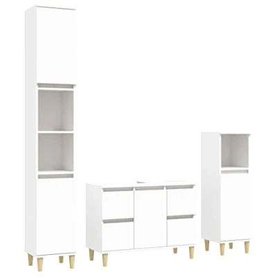 Abbildung von vidaXL Badezimmer Set 3 tlg. Badmöbel Weiß Holzwerkstoff, (3 St)