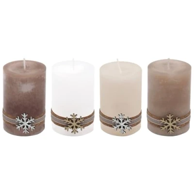 Abbildung von ZauberDeko Stumpenkerze 4 Adventskerze Holz Schneeflocke Weihnachten Advent Deko