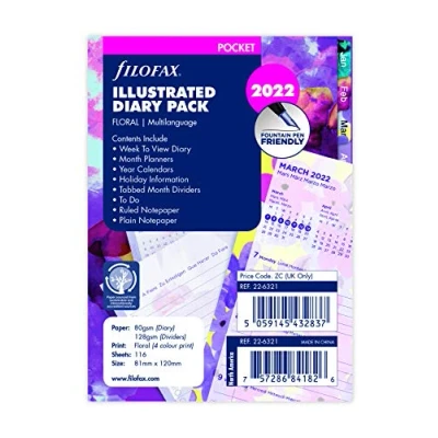 Abbildung von FILOFAX Pocket Illustrated Diary Floral 1 Woche auf 2 Seiten (mehrsprachig) 2022, 22 6321