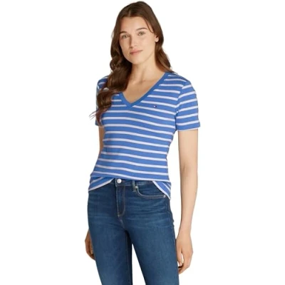 Abbildung von Tommy Hilfiger NEW SLIM CODY Tshirt print, Damen, Größe: XXS, Fine blue spell/ivory petal