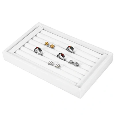 Abbildung von Ring Display Fach, 4Colors Tray Slot Modeschmuck Veranstalter Halter Fall Box Showcase(Weiß)