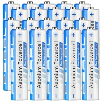 Abbildung von PEARL Akku AAA NiMH: 20er Set Hybrid Akkus Aeonium Powercell Typ Micro, 800 mAh (wiederaufladbare Batterien, NiMH Akkus, Batterie)