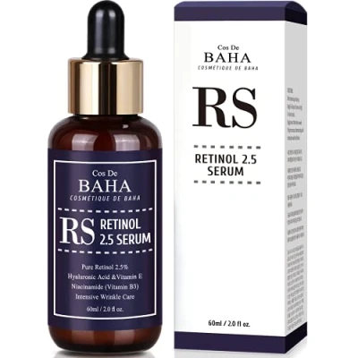 Abbildung von Cos De BAHA (RS) Retinol 2,5% Lösung Gesichtsserum mit Vitamin E Gesichtskrepp Löschen, Altersfleckenentferner, hochfeste für Gesicht ohne Rezept (60 m)