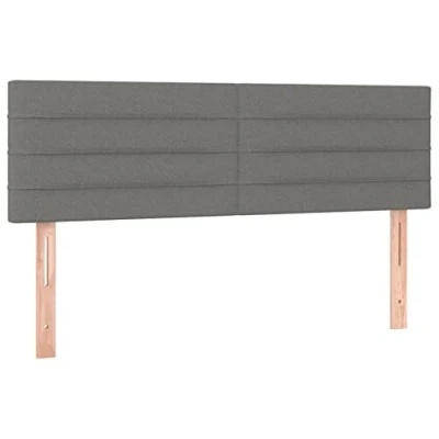 Abbildung von vidaXL Kopfteil 2 STK., Bettkopfteil mit Holzbeinen, Höhenverstellbar Polsterkopfteil für Bett, Betthaupt Bettzubehör Schlafzimmer, Dunkelgrau 72x5x78/88cm Stoff