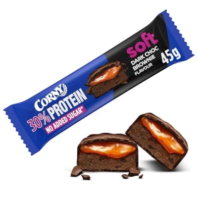 Abbildung von Protein Riegel Corny Soft Dark Chocolate Brownie Flavor, 30% Protein, Eiweißriegel ohne Zuckerzusatz, Einzelriegel 45g