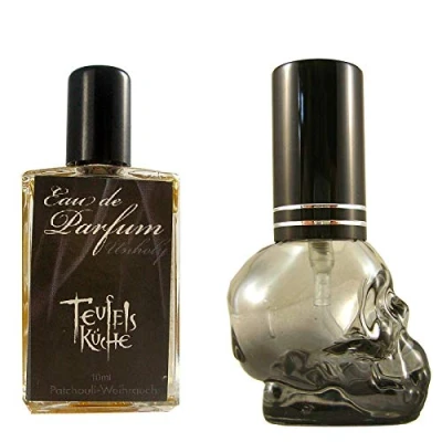 Abbildung von Teufelsküche Patchouli &quot;Unholy&quot;+ Leerflakon Skull Patchouly mit Weihrauch, unisex, Eau de Parfum, Gothic Mini Flakon, 10ml Glasflakon, Gotik