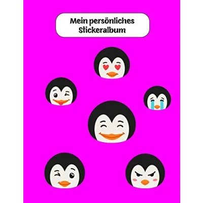 Abbildung von Mein persönliches Stickeralbum: Pinguin Familie Mädchen Motiv Din A4 Blanko 35 Seiten Silikonfreies Papier Geschenkidee