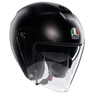 Abbildung von AGV IRIDES E2206, Motorrad Jet Helmet, Unisex, Helm mit Kratzfestes Visier UV Schutz, Matt Black, L