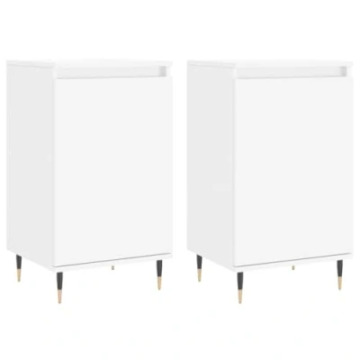 Abbildung von vidaXL Sideboard 2 STK., Kommode mit viel Stauraum, Mehrzweckschrank Anrichte für Wohnzimmer, Schrank Beistellschrank Metallbeine, Modern, Weiß Holzwerkstoff