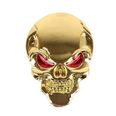 Abbildung von 3D Metall Skull Totenkopf Sticker Emblem Badge Aufkleber PKW KFZ Auto Gold