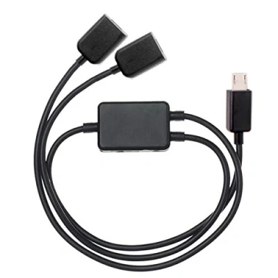 Abbildung von cablecc Micro USB auf Dual Ports Buchse Hub Kabel für Laptop PC &amp; Maus Flash Disk