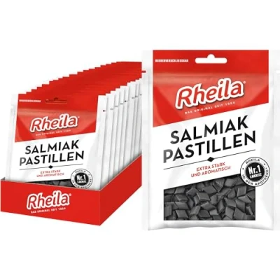 Abbildung von Rheila Salmiak Pastillen 1.800g Mit Hohem Anteil an Lakritz Wohltuender, Markanter Geschmack Extra Stark &amp; Aromatisch Mild im (20x90 g)