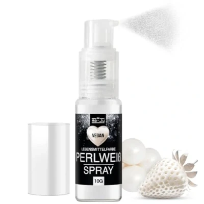 Abbildung von Essbares Glitzer Spray Weiß 10g, Perlweiß Glitzerpulver essbar vegan und E171 frei, essbarer für Getränke &amp; Lebensmittel