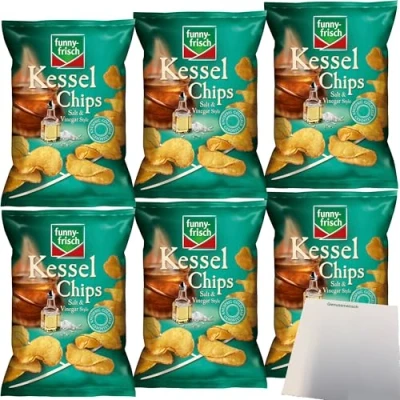 Abbildung von Funny Frisch Salt &amp; Vinegar Kesselchips 6er Pack (6x120g Packung) + usy Block