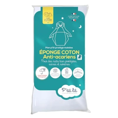 Abbildung von P&#039;tit lit Matratzenschoner für Kinder gegen Milben wasserdichter 120 x 190/200 cm Frottee 100% Baumwolle saugfähig und leise Oeko Tex®