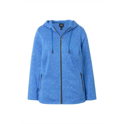 Abbildung von Ulla Popken Melange Lined Hooded Strickjacke, Damen, Größe: 46/48, Peacock blue