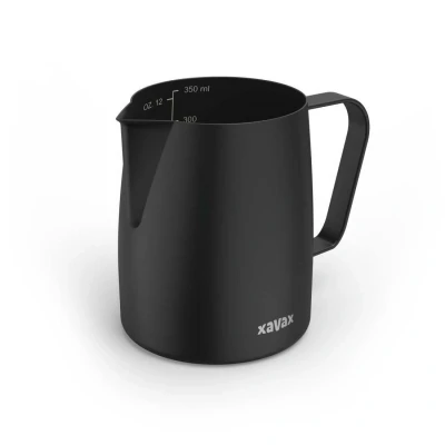 Abbildung von Xavax Milchkännchen, 350ml (Milchkännchen Edelstahl, Milchkännchen zum Milchaufschäumen, Milchkanne, Pitcher, Barista Zubehör, Kaffee Milchschaumkännchen, Milchkännchen) schwarz matt