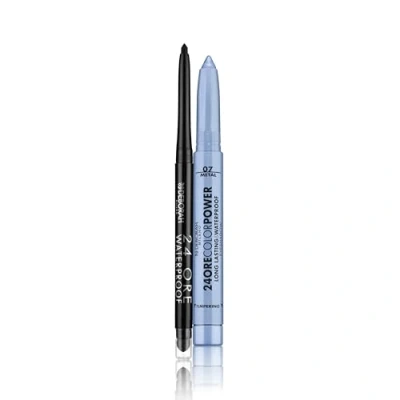 Abbildung von Deborah Milano Make up Set 24 Stunden, automatisch, wasserfest, 01 Black und Lidschatten mit Stick Stunden Color Power, 7 Light Blue, wasserfest langanhaltendem Effekt