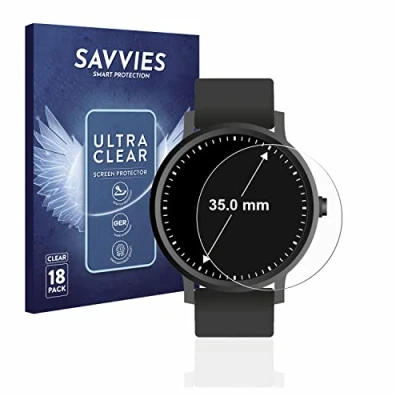 Abbildung von Savvies 18 Stück Schutzfolie für Armbanduhren (Kreisrund, ø: 35 mm) Displayschutz Folie Ultra Transparent
