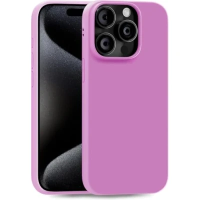 Abbildung von MyGadget Hülle kompatibel mit iPhone 15 Pro robuste Silikon Schutzhülle TPU Case Slim Silikonhülle Back Cover Ultra Kratzfest Handyhülle matt Rosa Lila