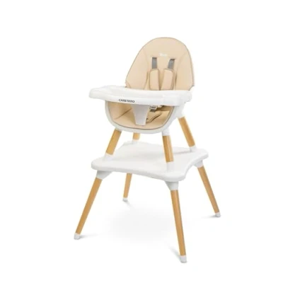 Abbildung von CARETERO Tuva Baby Hochstuhl Skandinavisches Design Essstuhl von 6 Monaten bis 3 Jahre Max. Belastung 15 kg 2in1 oder Stuhl + Tisch Verstellbares Tablett Beige