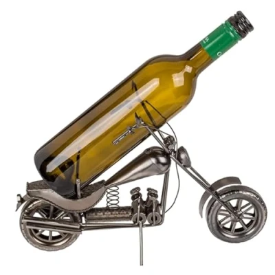 Abbildung von mucHome Flaschenhalter Metall Geschenk Halterung Dekoration (Motorrad 23 x 28 cm)