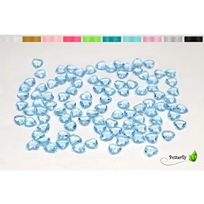 Abbildung von Creativery 100 Dekosteine Herzen 1,2 cm (hell blau 311) // Streudeko Tischdeko Kunststoffherzen Steine PVC Acryl 12mm