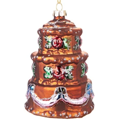Abbildung von BRUBAKER Torte Bunt Handbemalte Weihnachtskugel aus Glas Mundgeblasener Christbaumschmuck Figuren lustig Deko Anhänger Baumkugel ca. 11 cm