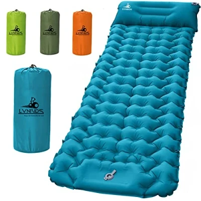 Abbildung von LVNRIDS Isomatte Selbstaufblasend Ultraleicht, Luftmatratze Camping Selbstaufblasbare Aufblasbare Matratze 3.9 inch Dicke mit Fußpresse Pumpe und Kissen für Reise Outdoor Wandern Strand Blau