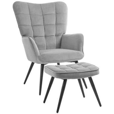 Abbildung von HOMCOM Relaxsessel Einzelsessel, Loungesessel, Polstersessel mit Samtoptik (Esszimmerstuhl, 2 St., Fernsehsessel), bis 120 kg, für Wohnzimmer, Dunkelgrau
