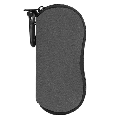 Abbildung von MoKo Brillenetui [Ultra Lightweight] Neopren Reißverschluss Sonnenbrille Tasche mit Gürtelclip für Brillen, Rahmen, Tragbare Case Schlüssel, Bleistifte, Karten, Pfauenfeder Grau