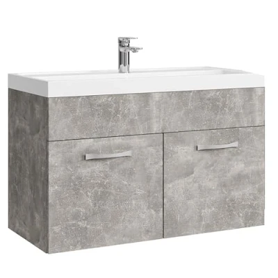 Abbildung von Badezimmer Badmöbel Set Paso 01 80cm Waschbecken Beton grau Unterschrank Schrank Waschtisch
