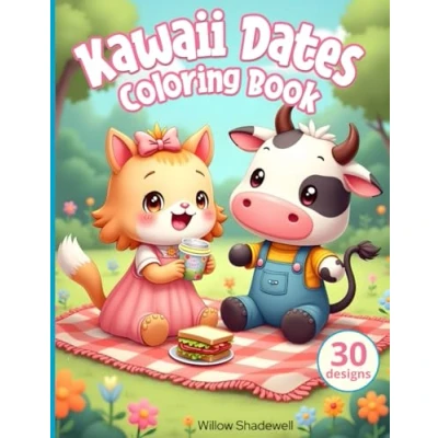 Abbildung von Kawaii Dates Coloring Book: for Kids &amp; Adults 30 Unique Designs Featuring Cute Animals on Romantic Relaxation and Stress Relief (Kawaii Life, Band 3)