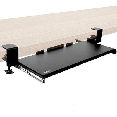 Abbildung von Duronic Schreibtischaufsatz, DKTPX1 Tastaturauszug, Tastaturschublade 68 cm breit 28 lang, Tastaturhalterung Mit Klemmen, Kabelführung, Tastaturablage für Keyboard und Maus, Erweiterung Schreibtisch