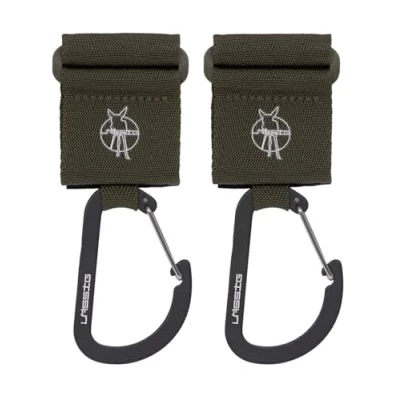 Abbildung von LÄSSIG Kinderwagenbefestigung (2 Stk.) Klettverschluss Karabiner Haken Karabinerhaken Kinderwagenhaken Einkaufshaken Metall/Stroller Hooks with Carabiner olive