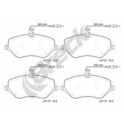 Abbildung von BRECK 24133 00 701 10 Bremsbelagsatz inkl. Verschleißwarnkontakt, mit integriertem Verschleißsensor Zubehör CITROËN: C5 III Kombi, 3