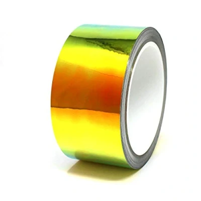 Abbildung von 10 Meter Flip Flop Chrom Zierstreifen Basteln Effektfolie Hologramm Chameleon Auto Motorrad Modellbau Klebestreifen (FF3 Grün/Orange, 50mm Breite)