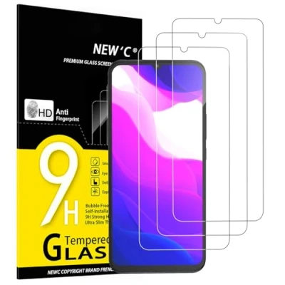 Abbildung von NEW&#039;C 3 Stück, Panzer Schutz Glas für Xiaomi Mi 10 Lite, Frei von Kratzern, 9H Härte, HD Displayschutzfolie, 0.33mm Ultra klar, Ultrabeständig