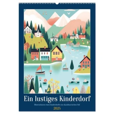 Abbildung von Ein lustiges Kinderdorf (Wandkalender 2025 DIN A2 hoch), CALVENDO Monatskalender